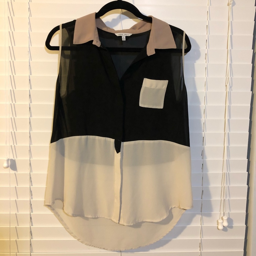 Sleeveless transparent blouse